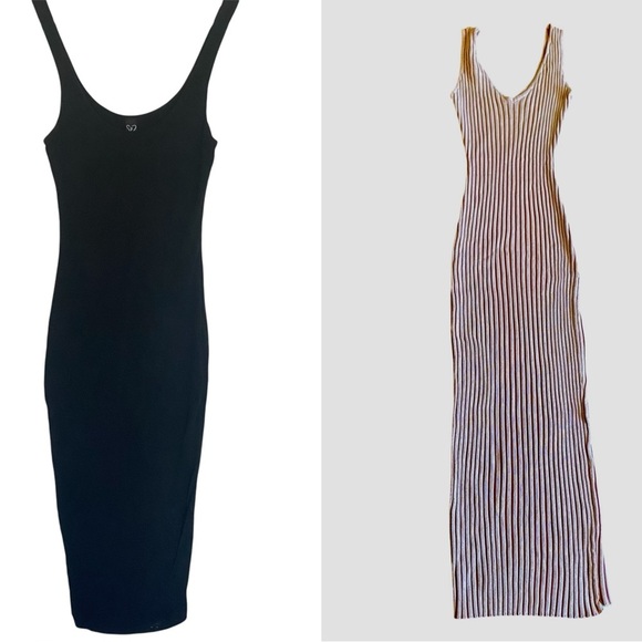 Windsor Women’s Size S Solid Black And Ribbed Light Pink Sleeveless Midi Dress - Picture 1 of 10